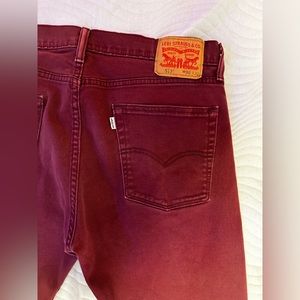 Burgundy Levi's Jeans, 513 Style, 36x30